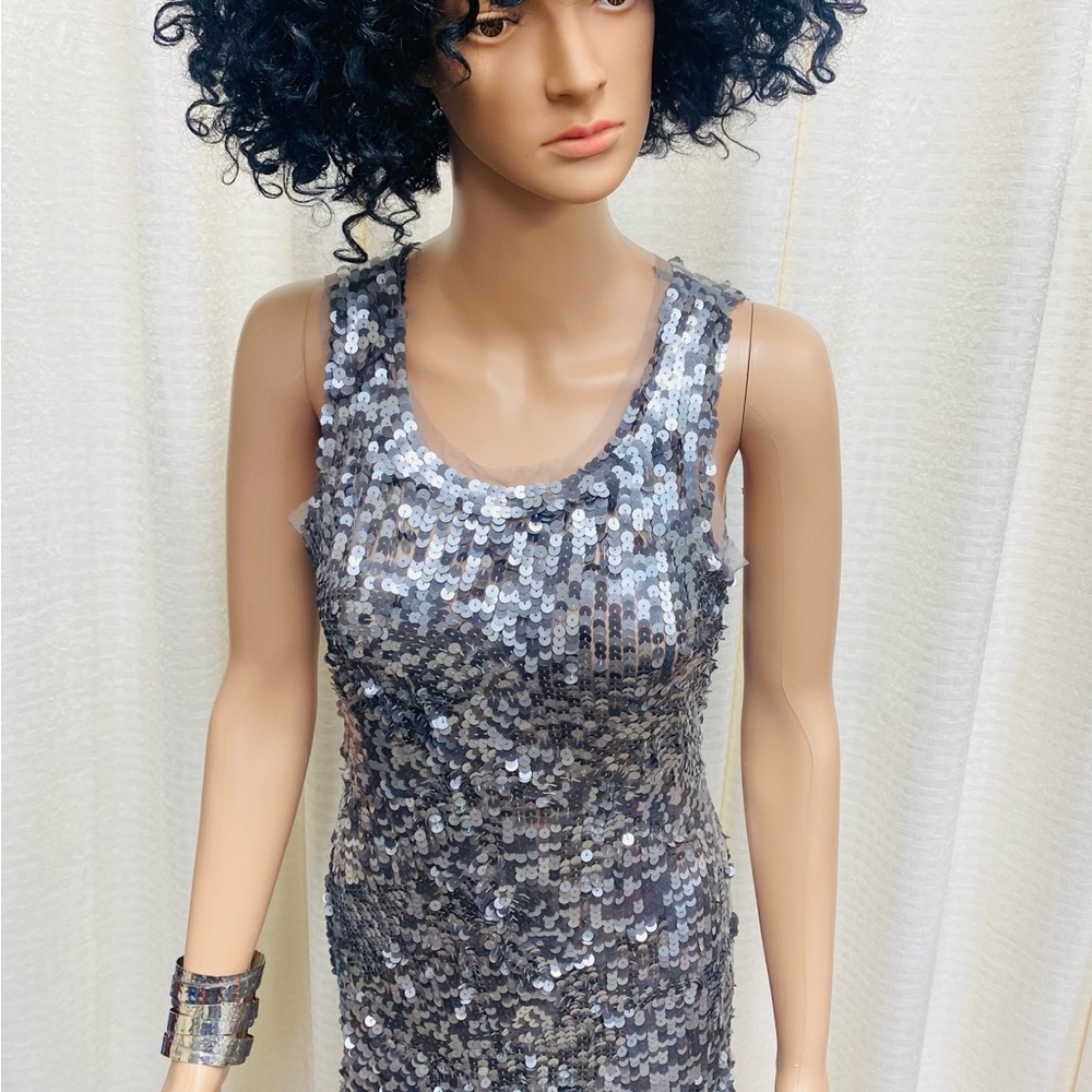 Silver Sequin Sleeveless Dress Size 2